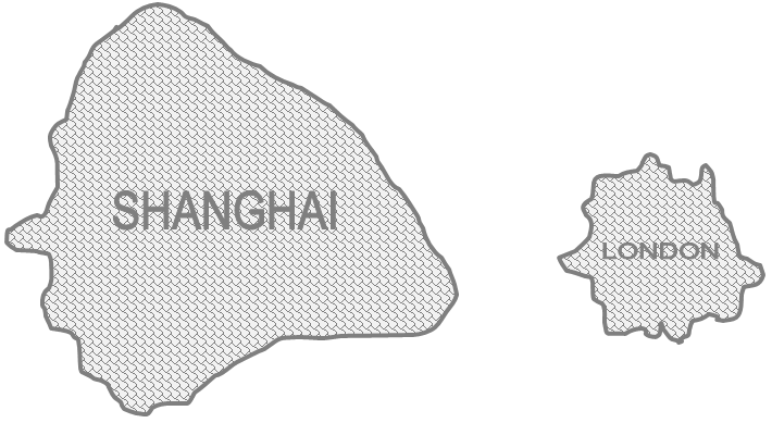 ¡El tamaño de Shanghái VS el de Londres!